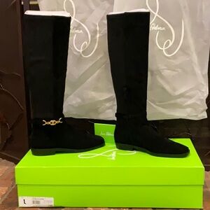 Sam Edelman Clive Knee High Riding Boot in Black Suede